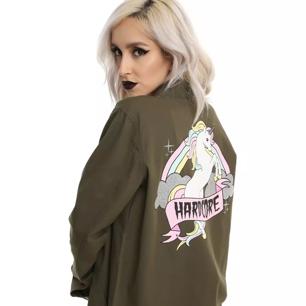 Hot Topic Hardcore Unicorn Girls Military Jacket - Medium